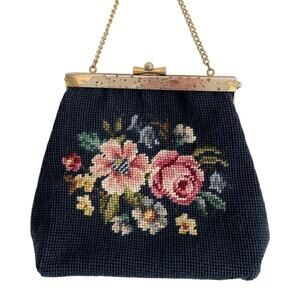 Vintage Embroidered Needlepoint Purse